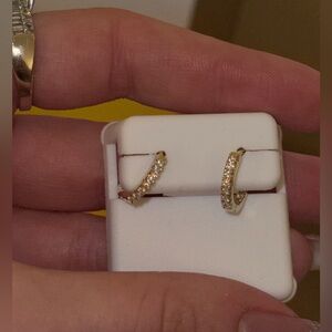 Gold Pave Huggie Hoop Earrings - Women Jewelry